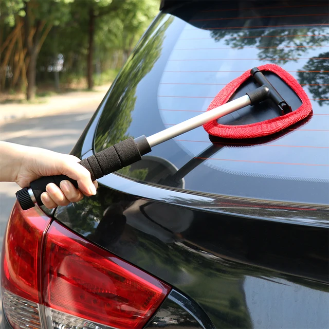 Microfiber Soft Car Duster Extendable 180 Degree Rotation Car Home Cleaning Brush with 2 PCS Cleaning Heads