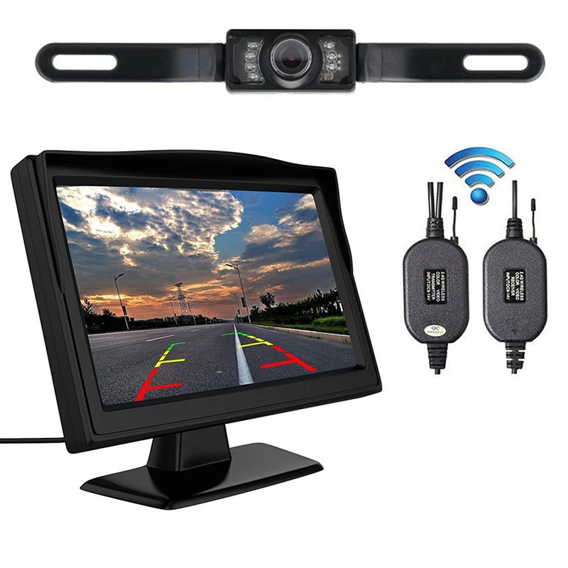 

4.3 Inch Wireless Dual Screen Rearview Car Mirror Monitor+Waterproof Car Rear View Reverse Backup Car Camera