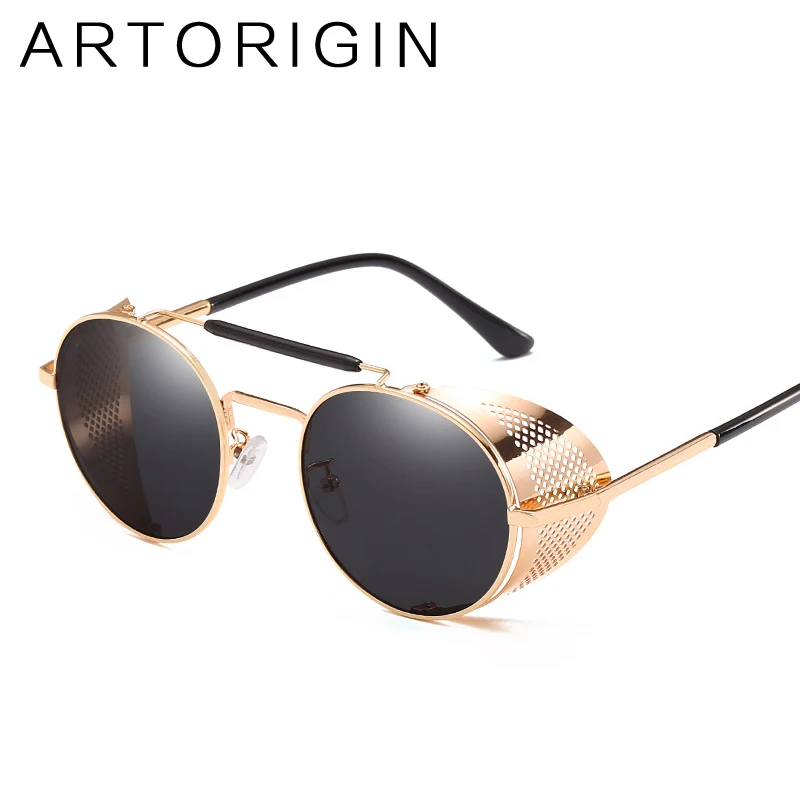 

ARTORIGIN Round Steampunk Sunglasses Men Women Cool Mirror Punk Goggles Vintage Personality Eyewear Gafas 9234