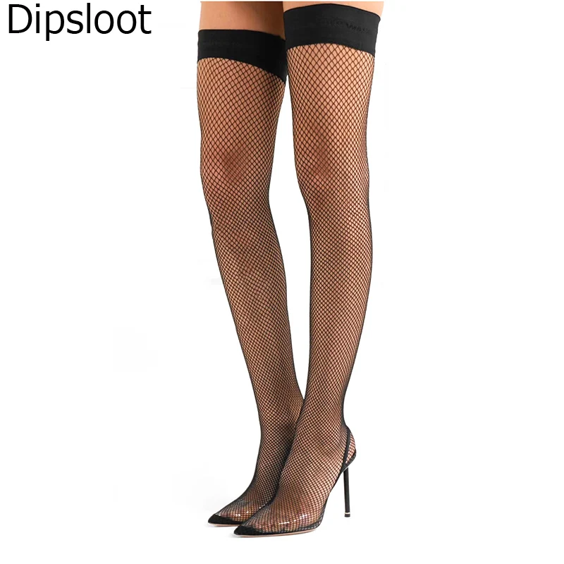 JAWAKYE-black-Fishnets-Meshy-Cut-outs-Sock-Shoes-Women-Pointy-toe-thin-high-heels-Clear-women