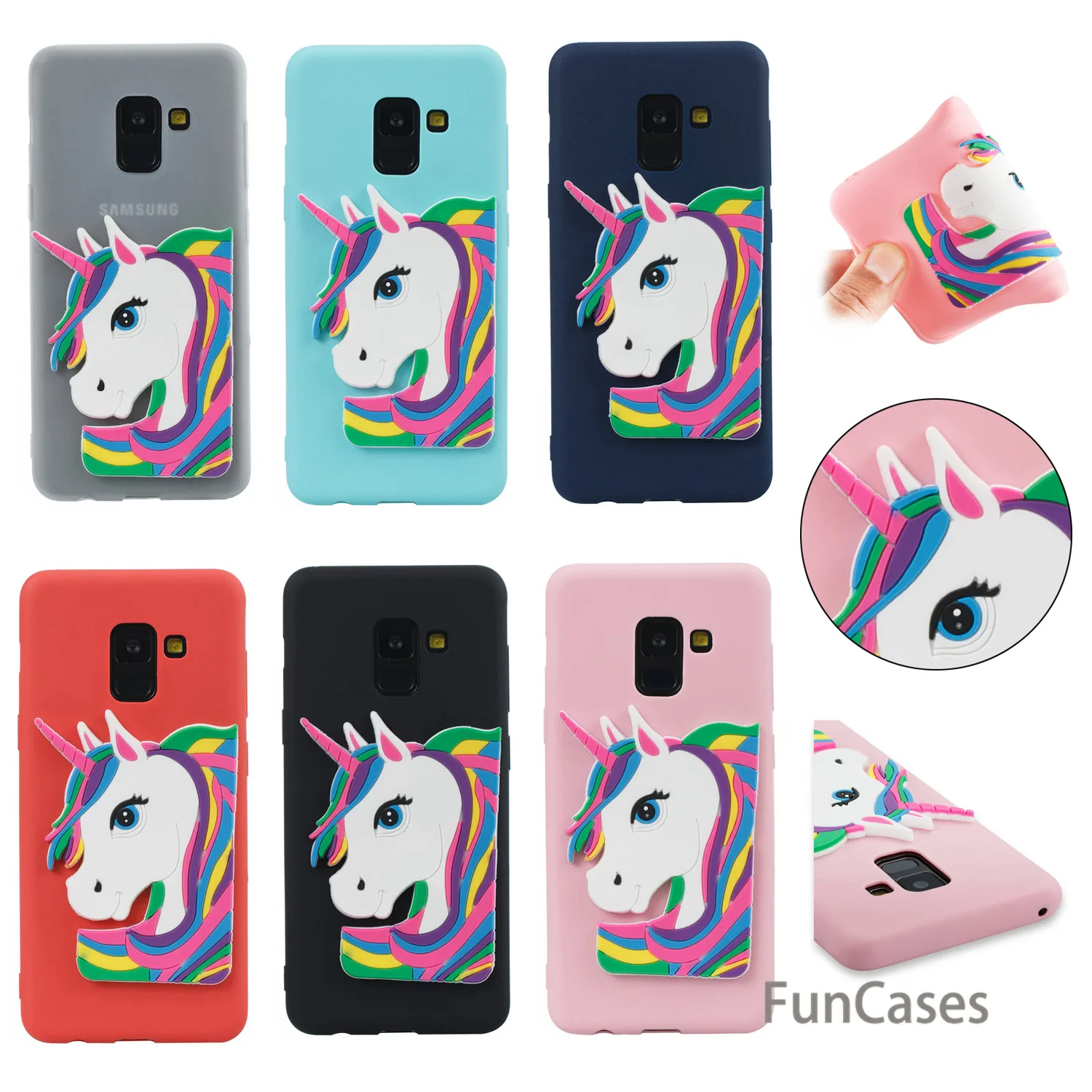 Милый чехол с единорогом для samsung A8 Plus 2018 Мягкий силиконовый телефона Hoesje