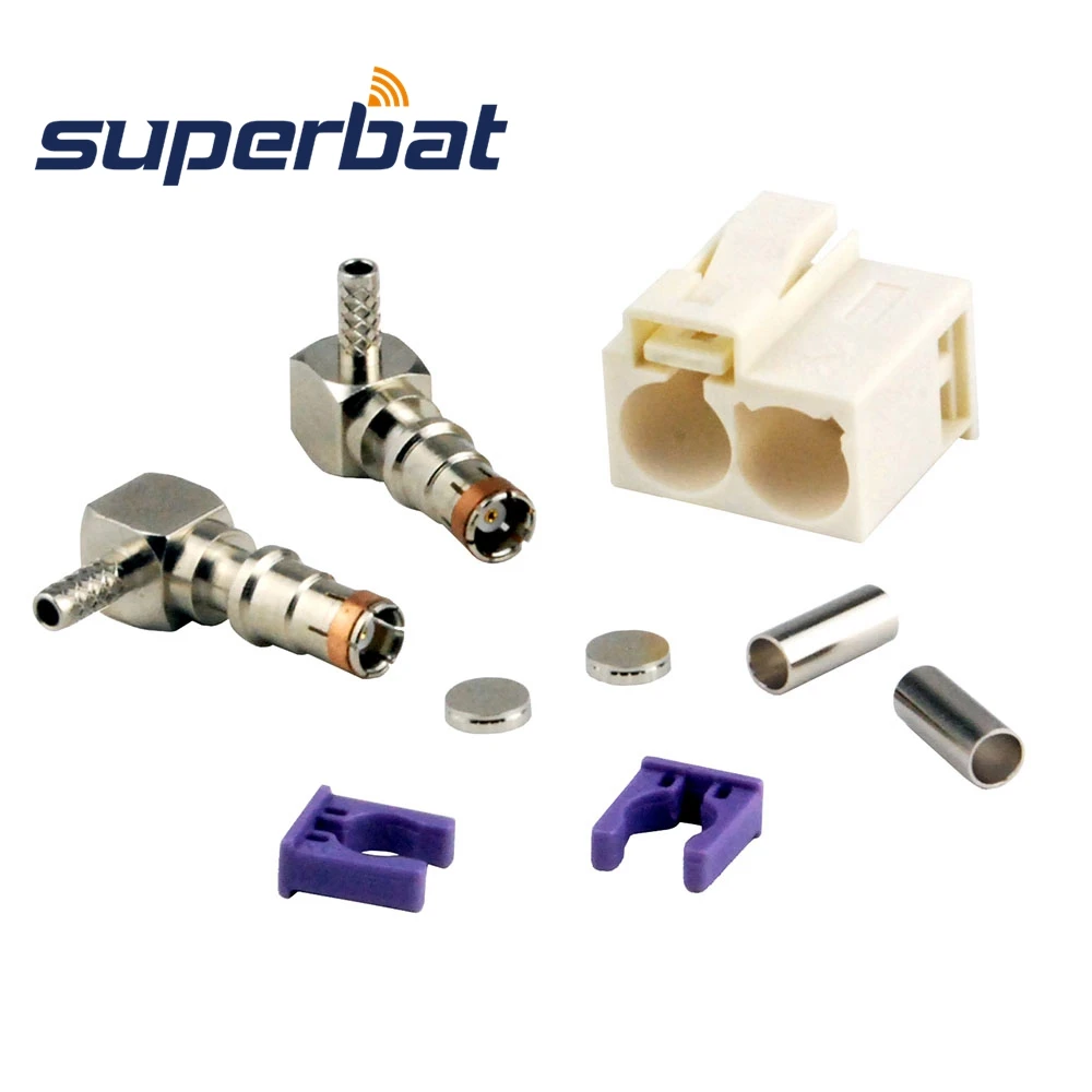 Superbat Fakra Double Code B Female Right Angle Crimp RF Coaxial Connector for Cable RG316 RG174 LMR100 for Radio with Phantom