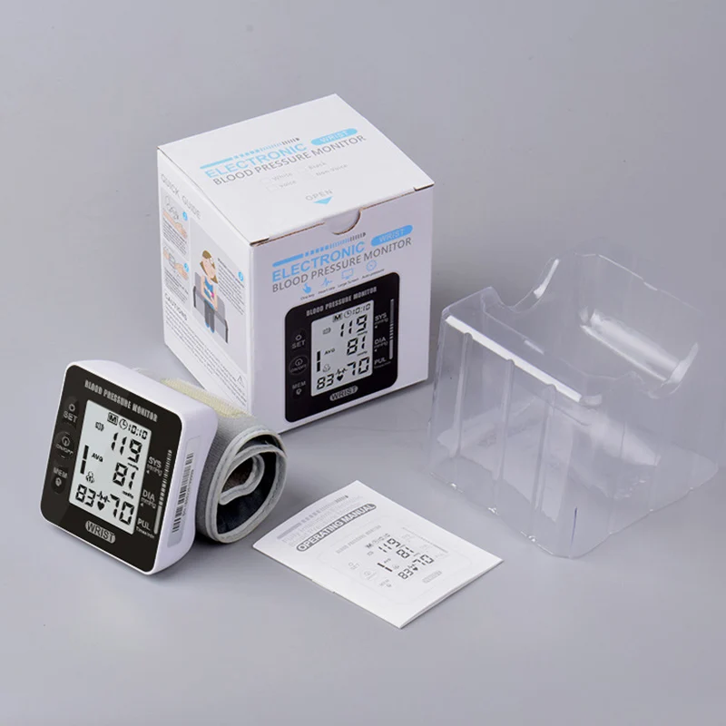 

Wrist Blood Pressure Heart Monitor Tensiometer BP Pulse Rate Meter Tonometer LCD Digital Household Automatic Sphygmomanometer