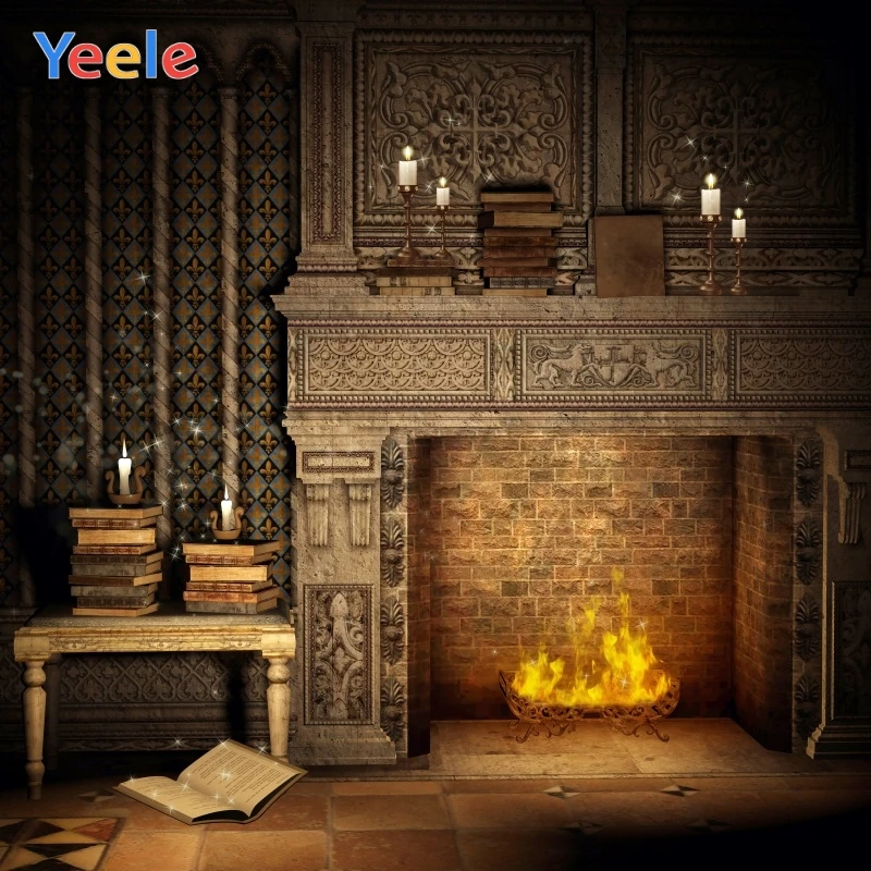 

Yeele Old Magical Castle Book Fireplace Brick Baby Photography Backgrounds Customized Photographic Backdrops for Photo Studio