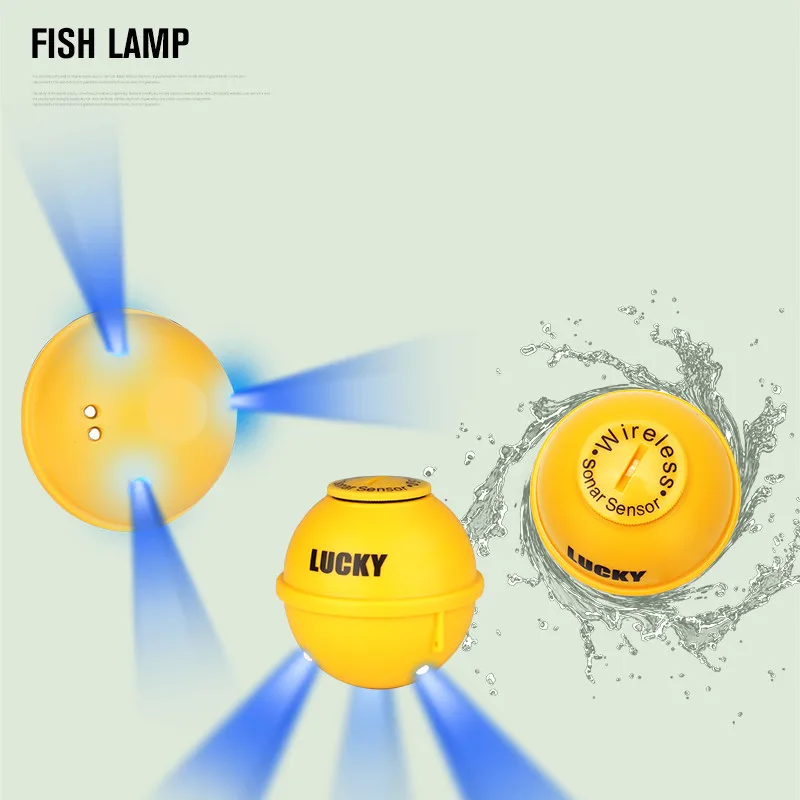 Fish Finder Fishing Light Lucky FF718LiC-WLA Wireless Portable Fish Finder 45M/147Feet Sonar Depth Waterproof Fish Attractive Lamp