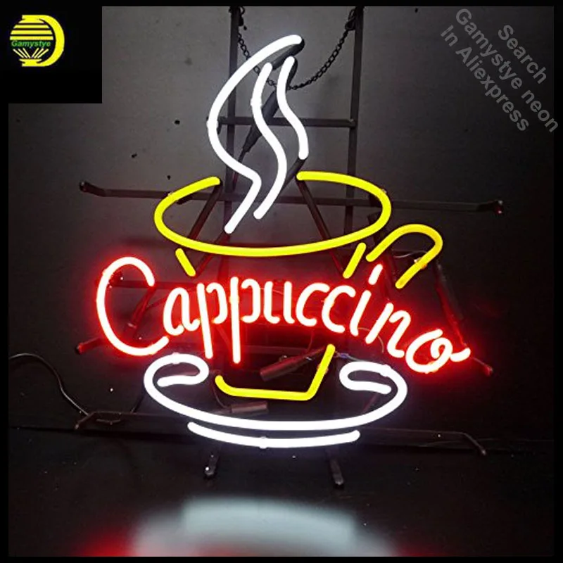 Cappuccino Coffee Neon Sign neon bulb Sign Glass Tube Custom BRAND neon light Recreation room Outdoor Iconic Sign arcade lamp