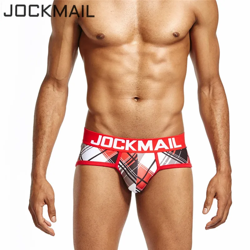 

JOCKMAIL Brand Sexy Men Underwear Briefs Classic plaid print calzoncillos hombre slips calcinha Cueca Gay Underwear Male Panties