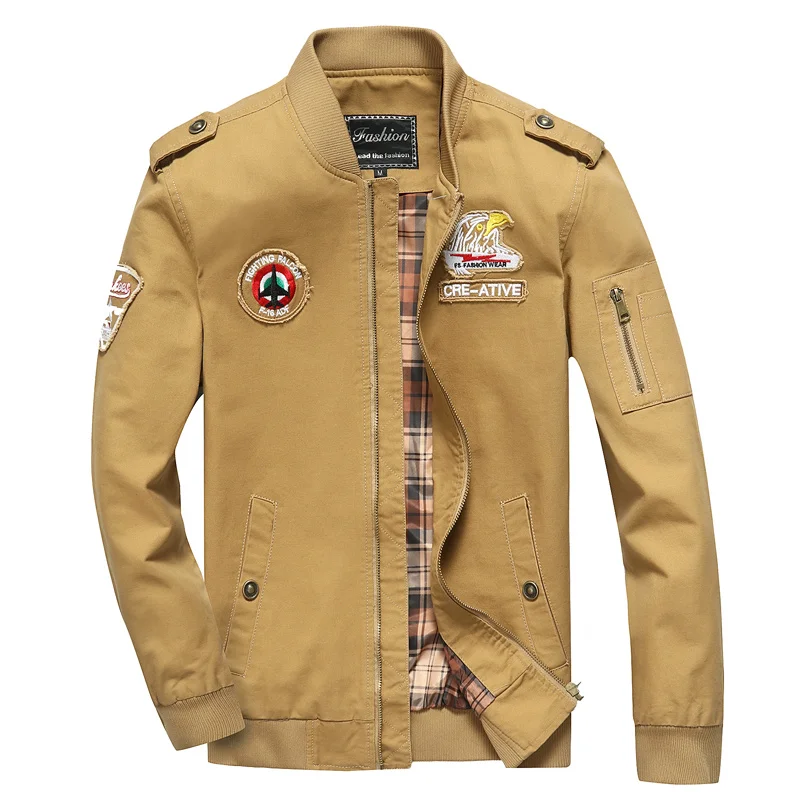 2019 spring and autumn men's casual jacket British US military uniform windbreaker men's stand collar cotton tooling jacket