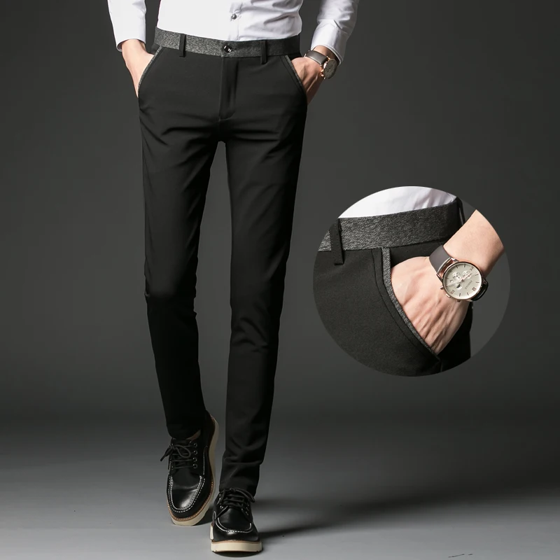 Men Dress Pants Fashion Mens Business Formal Suit Pants Slim Fit Design ...