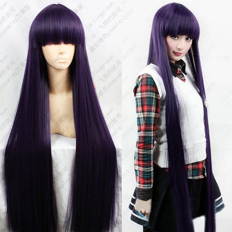 Inu x Boku SS Shirakiin Ririchiyo 80CM Purple Black Long straight Cosplay Wig