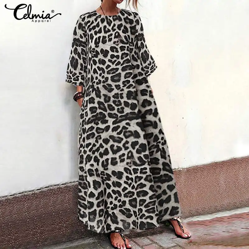 Новое модное женское сексуальное леопардовое Платье с принтом cellia 2019 осеннее повседневное свободное платье с расклешенными рукавами и
