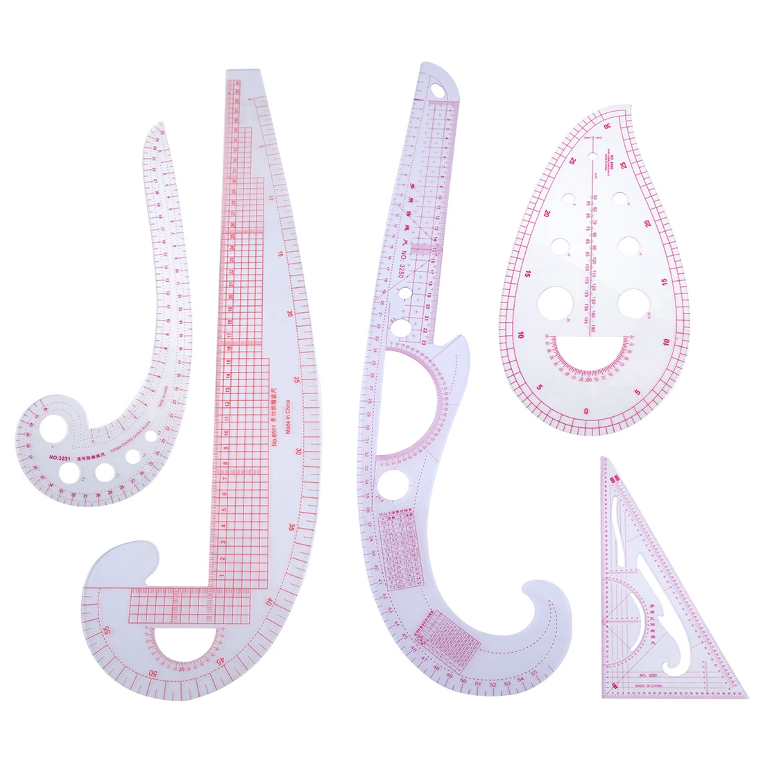 

LETAOSK High Quality 5Pcs/set Clear Multi-style French Curve Metric Ruler Measure Tool for Dressmaking Sewing Pattern Design
