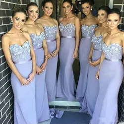 2019 элегантный сиреневый Длинные платье фасона «русалка» для подружки невесты Милая цветы ручной работы свадебное платье для гостей Vestido