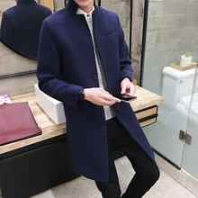 2017 Mens fashion boutique wolle reine farbe geschäfts stehkragen woolen staub mäntel/Male qualität Slim freizeit trenchcoats