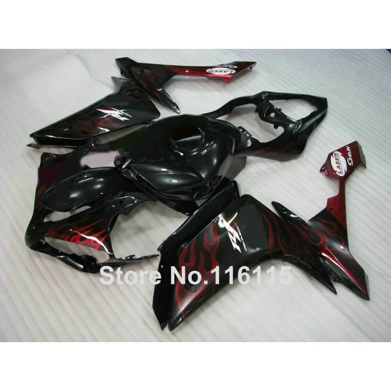 

Injection molding High quality fairing kit for YAMAHA YZF R1 2007 2008 YZF-R1 07 08 red flames black bodywork fairings set OX26