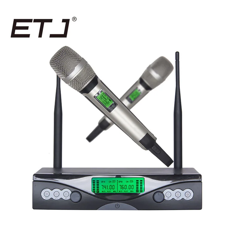 Профессиональный беспроводной микрофон для караоке от бренда ETJ СВЧ SKM9000 двойной