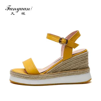 

Fanyuan Size 34-40 New Summer Women's Sandals Shoes Woman 9CM High-Heeled Platfroms Casual Wedges For Women Sandals Summer Shoe