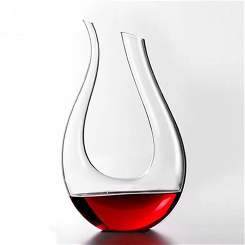 

Mrosaa 1200ml Luxurious Crystal U-shaped Glass Horn Wine Decanter Wine Pourer Red Beer Carafe Aerator Barware Bar Tool Gift