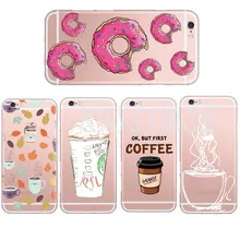 Tampa do caso tpu transparente para iphone 6 6s7 além de macaron Xícara de café Padrão Mandala Coque Capa de Silicone Casos de Telefone de Volta Shell