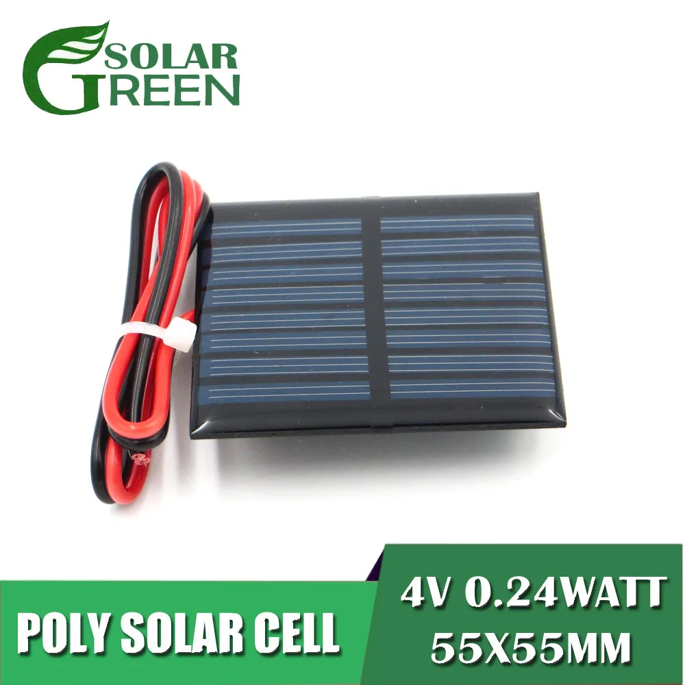 0,24 Вт Sunpower 4Vdc 60mA солнечные панели поликристаллического кремния DIY модуль зарядного устройства аккумулятора мини солнечных батарей провода