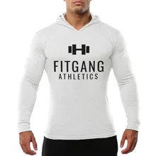 Быстросохнущая Весенняя Мужская компрессионная футболка с длинным рукавом с капюшоном для бега, Спортивная футболка для фитнеса