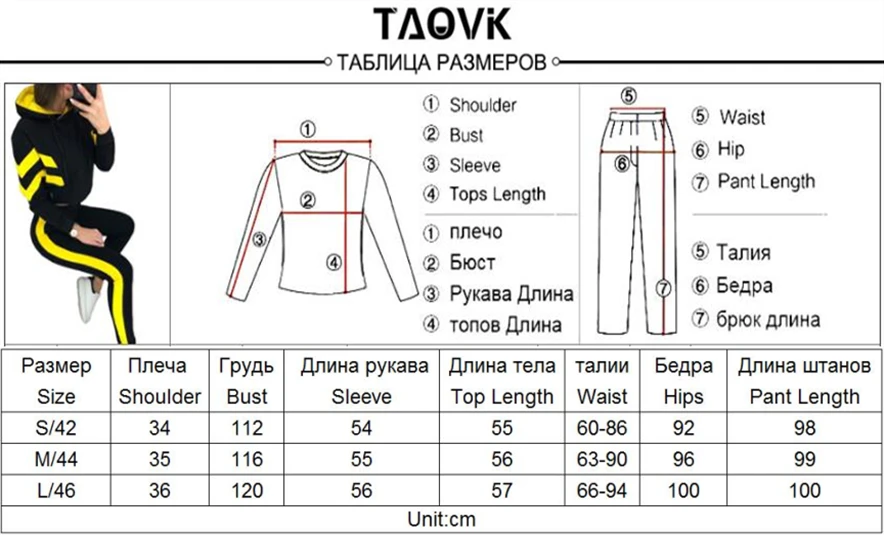 TAOVK для женщин хлопок спортивные 2 шт. наборы для ухода за кожей цвет сращены короткий свитшот и длинные штаны спортивные костюмы повседневные толстовки