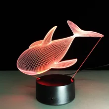 Shark 3D Stereo Illusion Lamp 7 Color Change Acrylic Atmosphere Lamp USB Remote Touch Switch Sitting Room Lights Bedside Lamp