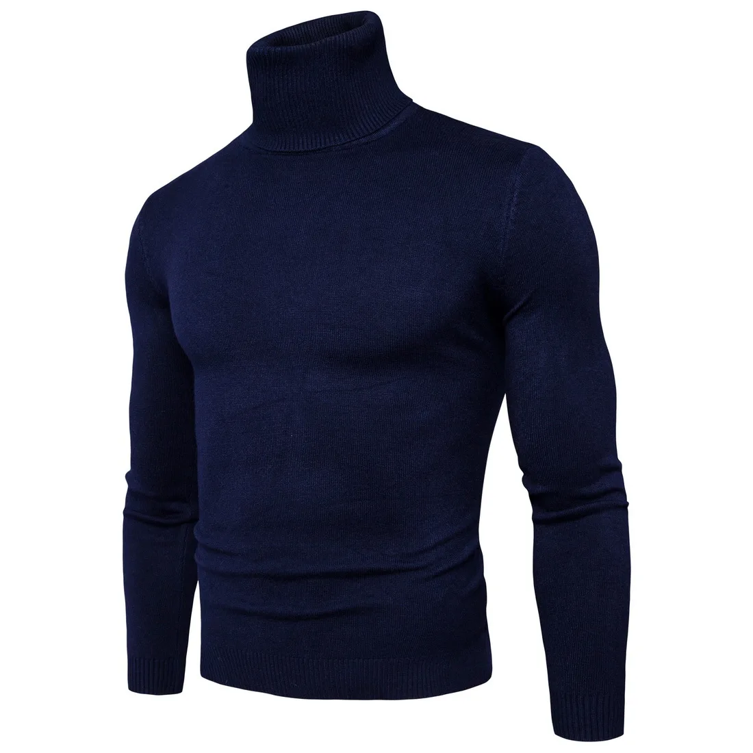 FAVOCENT, зимний теплый мужской свитер с высоким воротом, модный однотонный вязаный мужской свитер,, повседневный мужской тонкий пуловер с двойным воротником