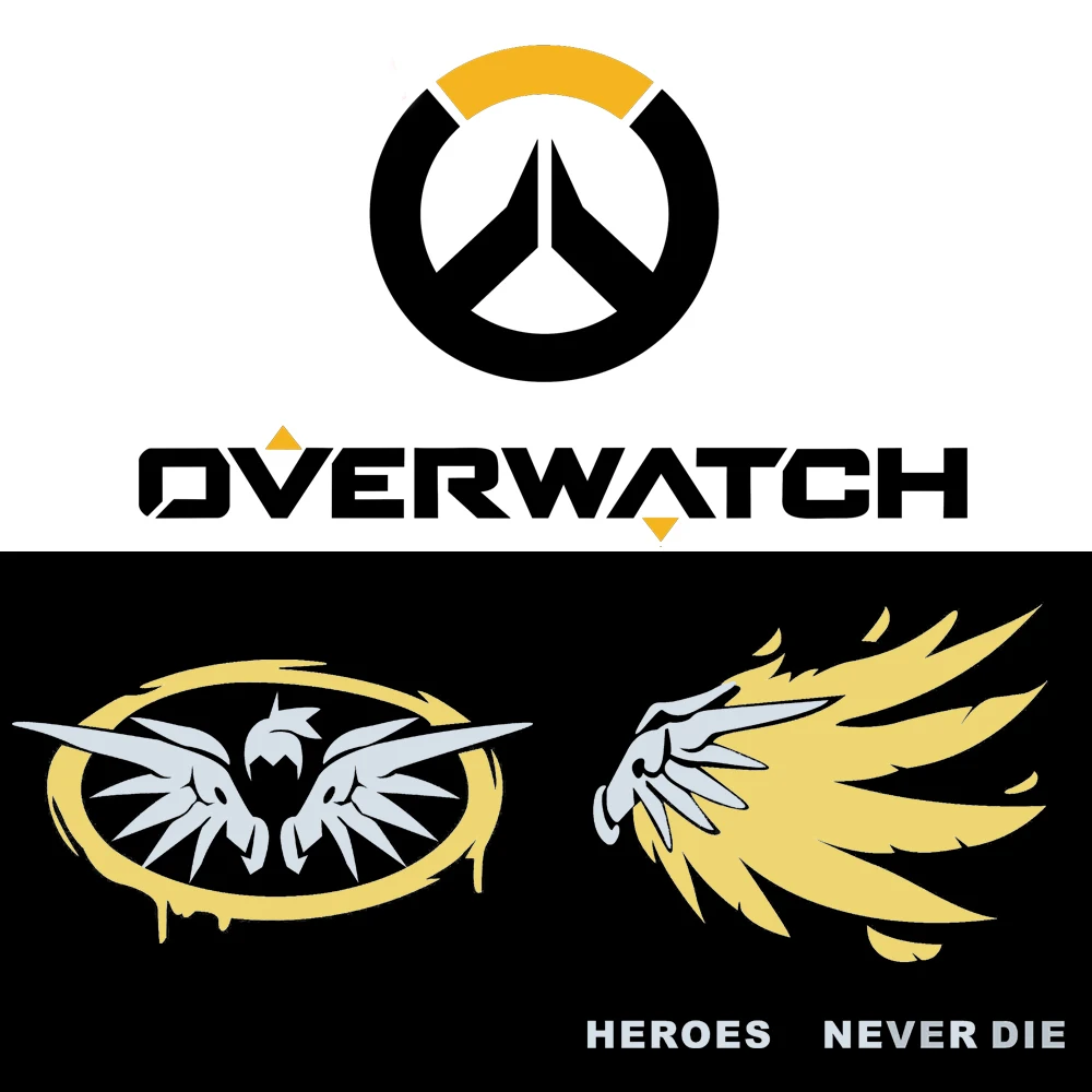 

PITREW Classic Style Car Styling Overwatch Series Stickers Wing OW DV.a Mercy Tracer Creative Auto Cartoon Decal JDM Waterproof