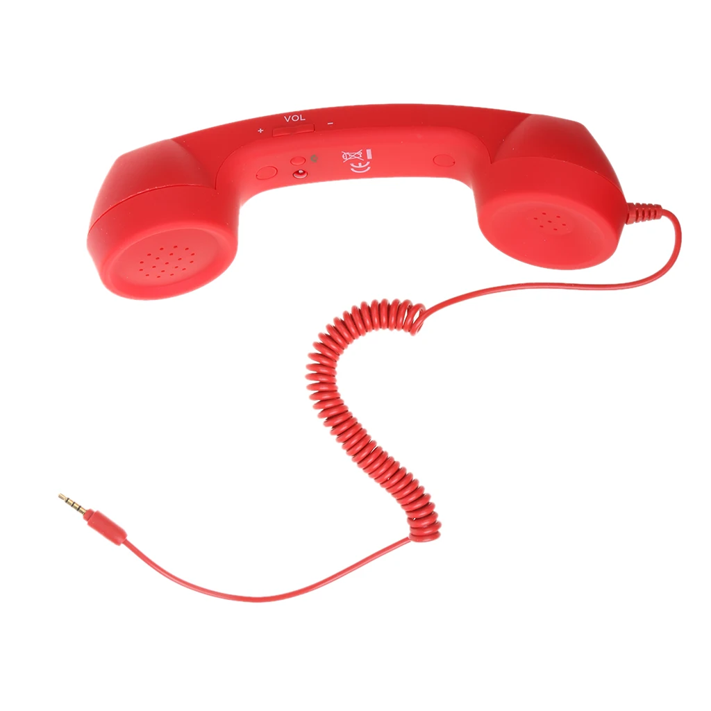 3.5mm Mic Retro POP Phone Handset Telephone for Mobile Phone Universal Red Light & luxurious Rubberized soft-touch design