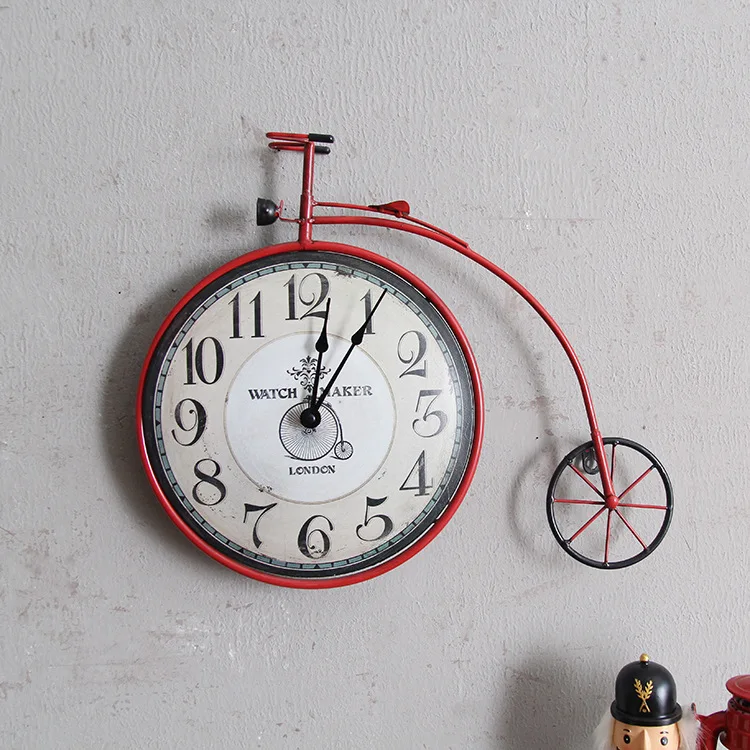 Vintage Creative Bicycle Cheap Clock Wall Mural Personality Decorative