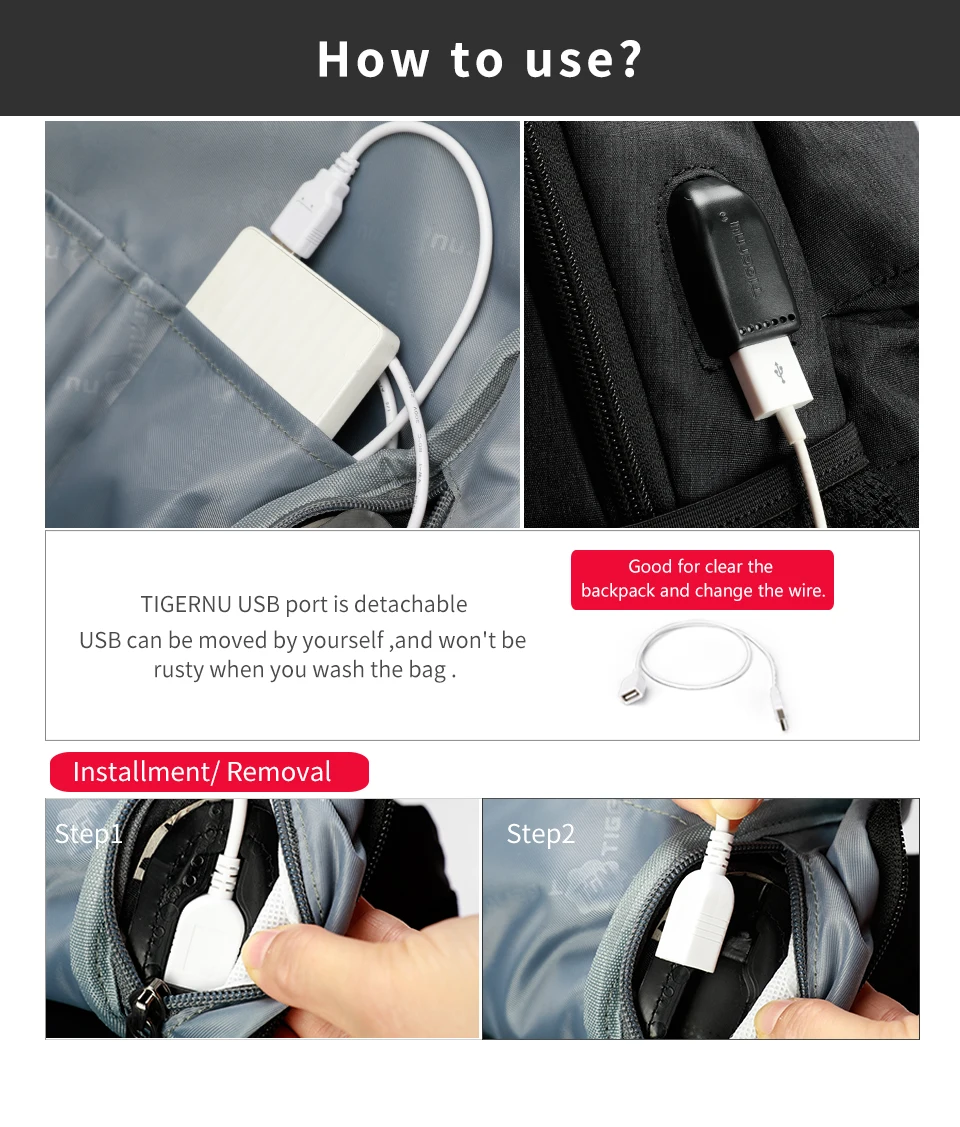 9.8.Men Mochila USB Charge