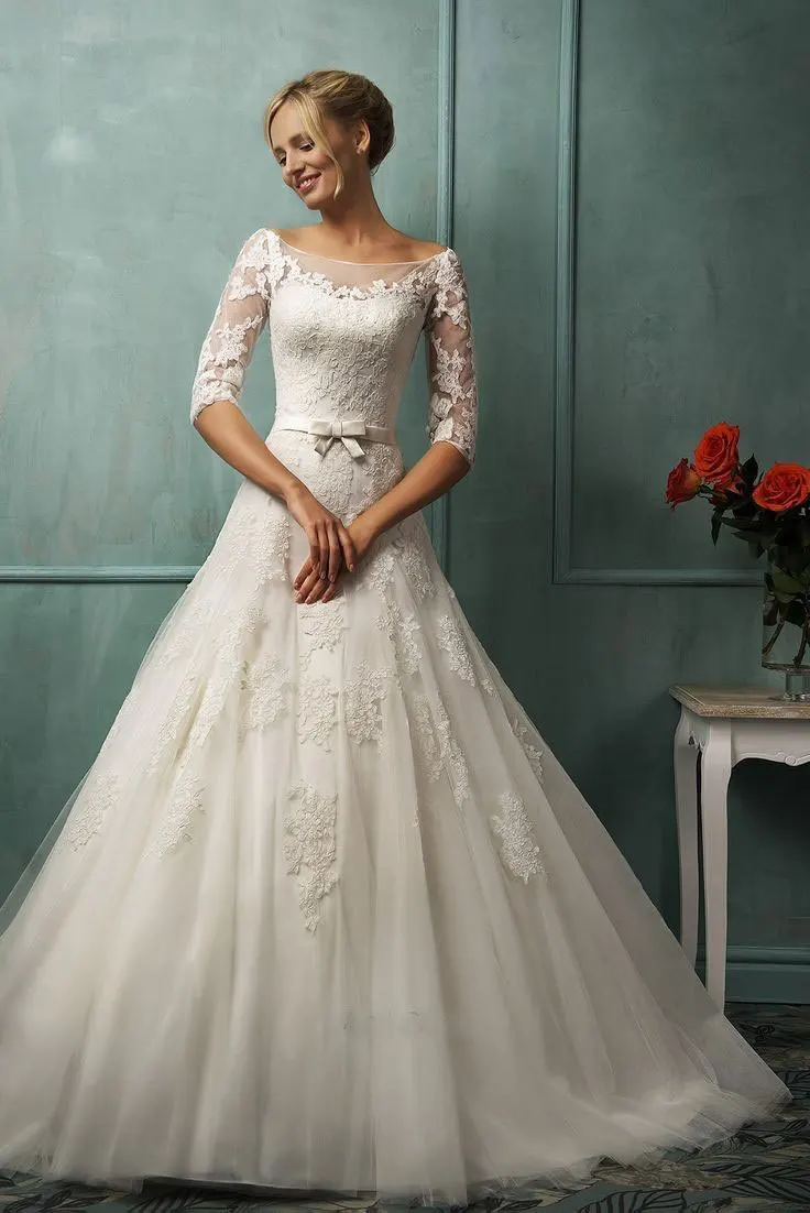 

2015 New Arrival Elegant A-Line Wedding Dresses High Neck Long Sleeves Sweep Train Backless with Lace Wedding Gowns ZY101
