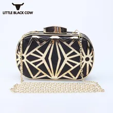 Роскошная брендовая вечерняя сумочка-клатч Мода из искусственной кожи Металлические соединения сумка женская элегантная цепочки для вечеринки сумки через плечо 4 цвета