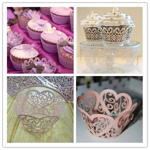 

Baking Cupcake wrapper purple/white/pink surrounding edge cupcakes