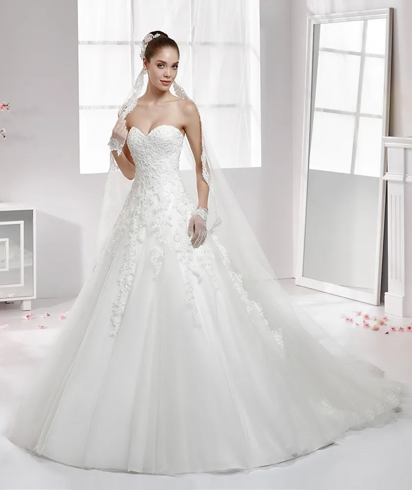 vestido de noiva 2016 New Jumpsuit Wedding Dress Sweetheart Neck Lace Appliqued White Tulle New