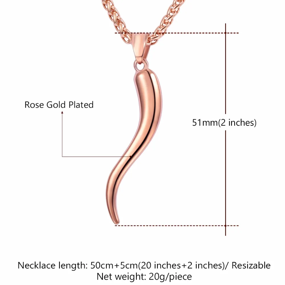Italian Horn Pendant Necklace Gold 