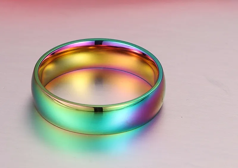 LGBT Радужное кольцо Gay Pride Красочные Мужчины Женщины титана Нержавеющая сталь гомосексуальные пара колец ювелирные изделия обручальное кольцо полный размер