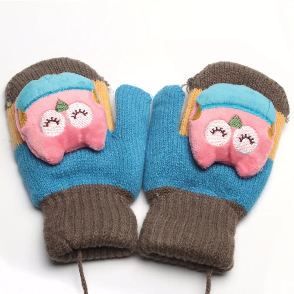Cartoon Kids Gloves Cute Owl Infant Mitten Warm Boys Girls Mittens Toddler Pack Baby Glove Autumn Winter Children Accessories (2)