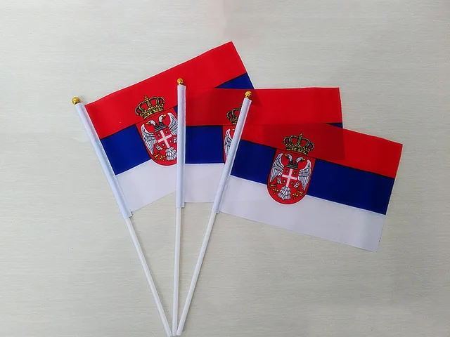 

Promotion Wholesale Small Serbia Hand Waving National Flag 14*21cm Polyester Flag Free Shipping 50pcs/lot