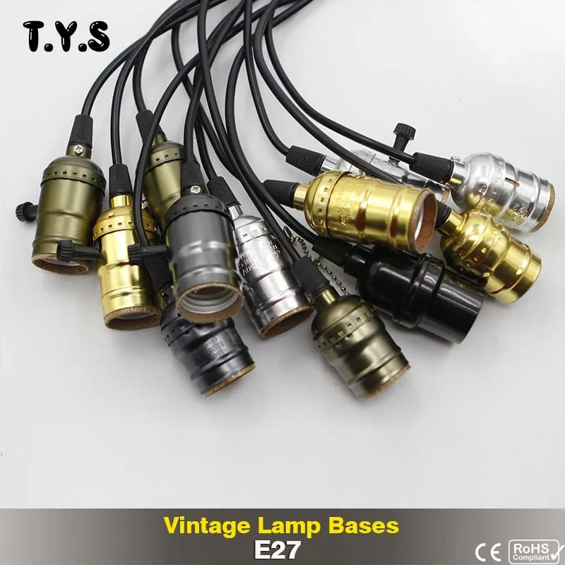 

TYS AC 110V 220V E27 Retro Edison Lamp Base Vintage Lampada Edison Light Bulb Holder Pendant Light Screw Socket For Candle Light