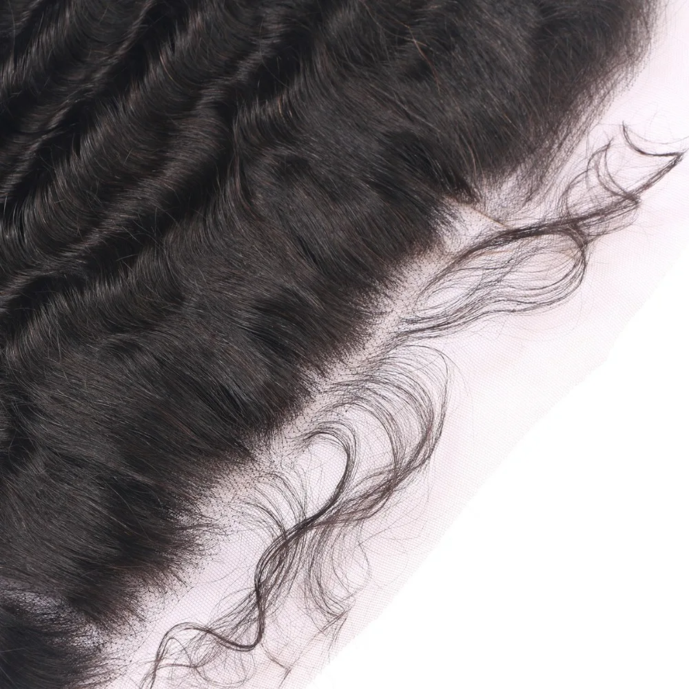 Brazilian Remy Hair Deep Wave Lace Frontal With Baby Hair 100% Human Hair Frontal Free Part Natural Color Free Shipping