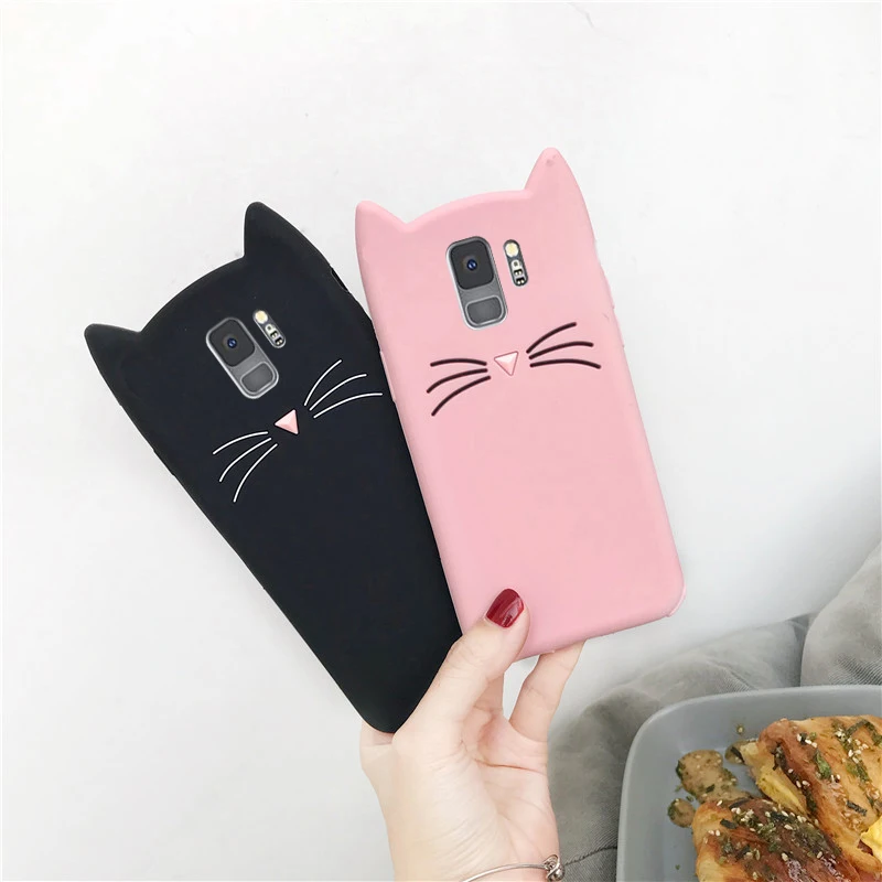 3D Cute Cat Case For Samsung Galaxy S9 S8 S7 S6 S5 Edge Plus Cover Soft Cartoon Silicone Case For Samsung Galaxy Note 9 8 Case (2)