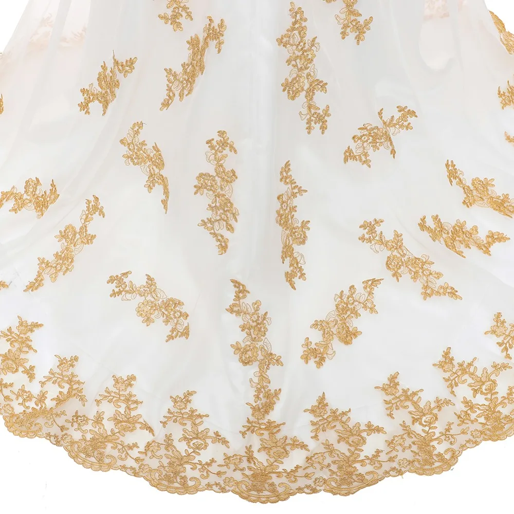 NOBLE WEISS Gold Appliques Evening Dress Strapless High Low Prom Dresses Organza Prom Gown Custom Made