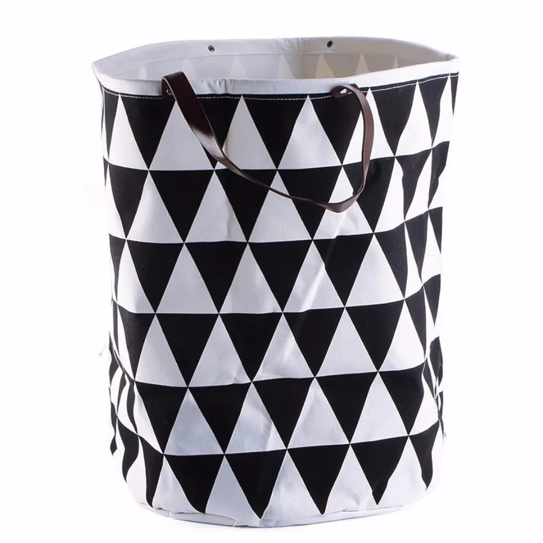 Storage Bucket With Handles Canvas Printing PE Waterproof Kids Toys Storages Barrel Home Washing Clothes Basket 40*50cm Sale