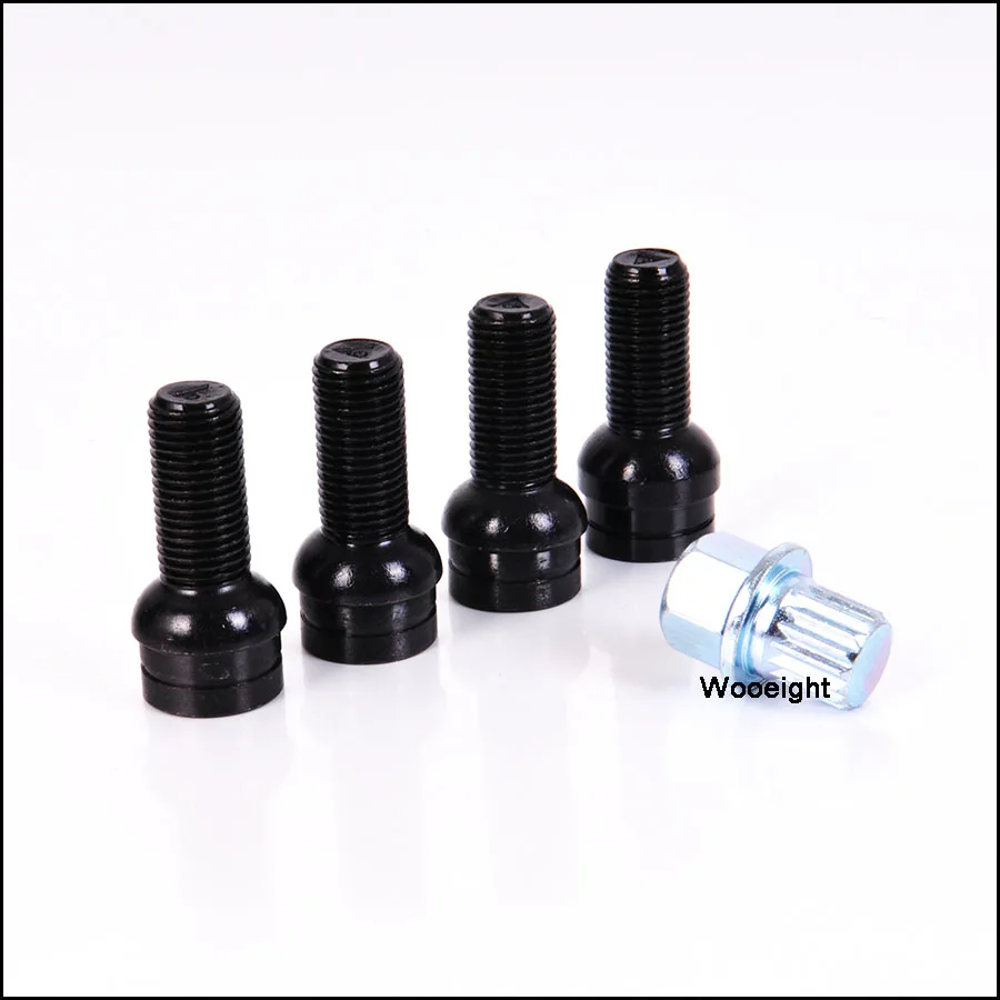 5PcsSet Black Car Accessories Anti-Theft Wheel Screw Bolt Lock Nut Key Adapter For Audi A4 A6 A8 Skoda Golf (3)