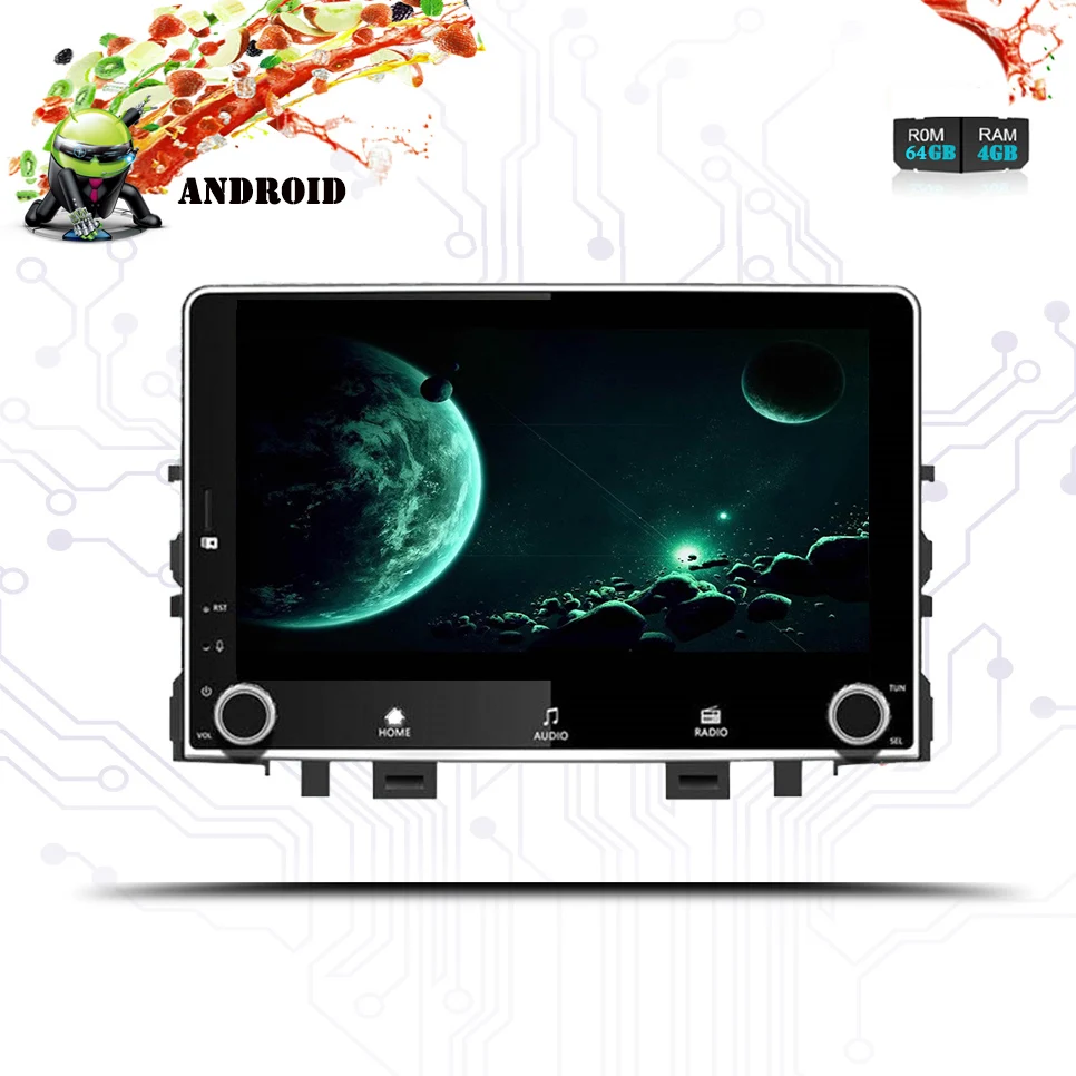 2DIN RAM 4G + 64G Android 10 0 Восьмиядерный 1024*600 для KIA RIO 2017 2018 автомобильный dvd плеер