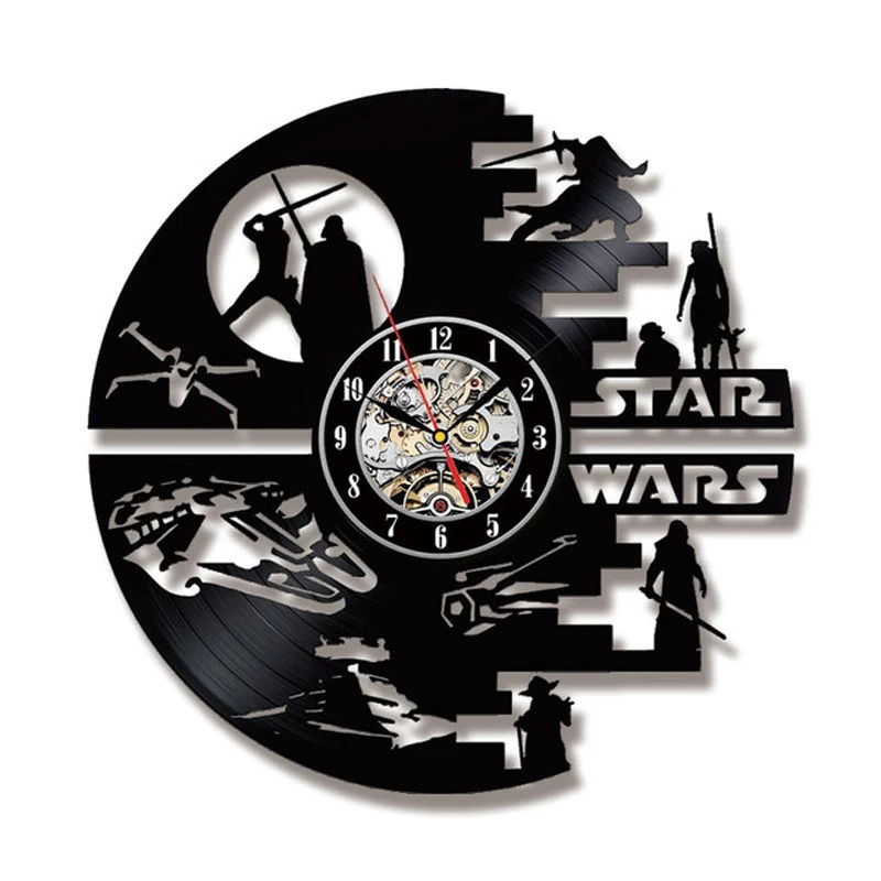 12in 3d wall clock Star Wars LED Wall Clock with 7 Colors Modern Design Movie Vintage Vinyl Record Clocks Wall Watch Home Decor