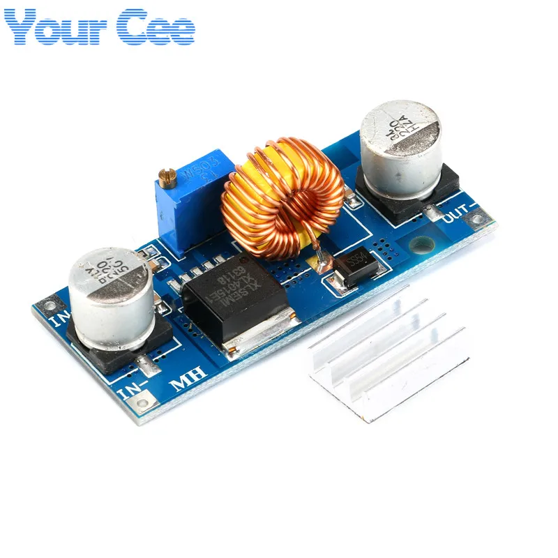 5A XL4015 DC-DC Step Down Adjustable Power Supply Module Voltage Regulator Buck LED Module with Heatsink (1)