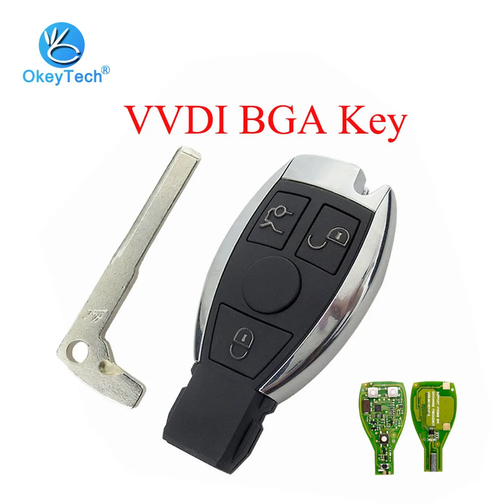 OkeyTech VVDI BE Smart Key Pro улучшенная версия для Mercedes Benz MB BGA 3 кнопки со вставкой нерезанное Лезвие Регулируемая частота